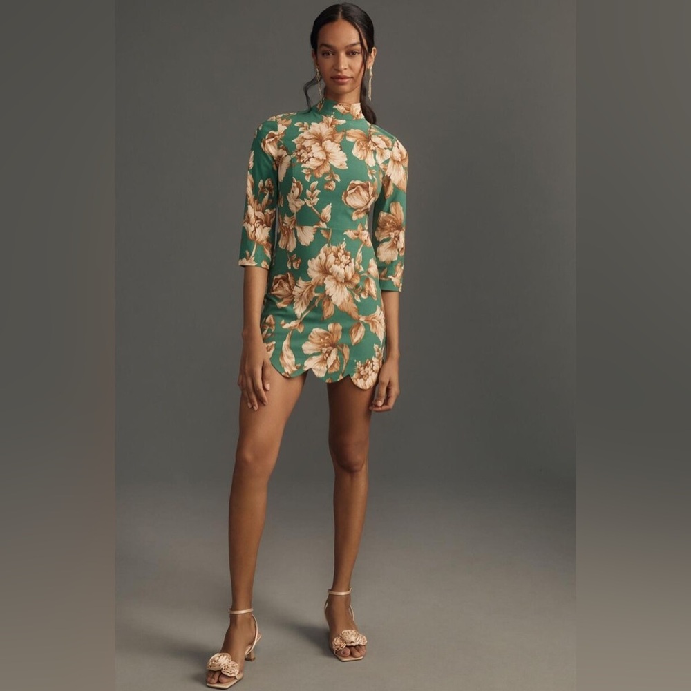 Anthropologie Maeve Mock-Neck Stretch Shift Mini Dress